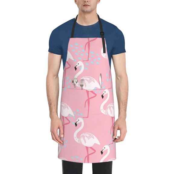 Naloa Pink Flamingo Apron Kitchen Aprons with Pockets for Women Men Chef