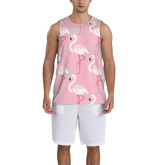 Naloa Pink Flamingo Basketball Jersey Reversible Men's Mesh Athletic Sports Shirts Training Practice S-4XLMedium