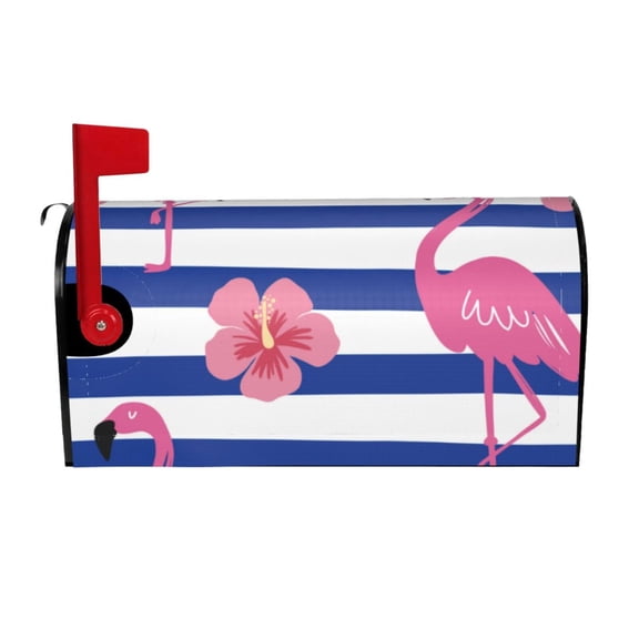 Naloa Pink Flamingo Mailbox Covers Magnetic Post Box Cover Post Letter Box Cover Garden Decor-21x18 in