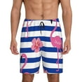 thumbnail image 1 of Naloa Pink Flamingo Men's Short Pajama Pants, Lounge Comfort Shorts with Elasticized Waistband and Side Pockets - Large, 1 of 9