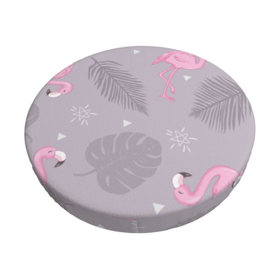 Naloa Pink Flamingo Round Bar Stool Cushion Cover 12-14 inch, Fits Kitchen, Office, Restaurant Chairs - 14 inch