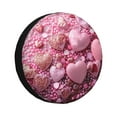 thumbnail image 1 of Naloa Pink Glitter Heart Candy PVC Leather Spare Tire Wheel Cover Spare Tire Cover, for Car Truck SUV Camper Trailer Universal Fit(14-17in)-14 inch, 1 of 6