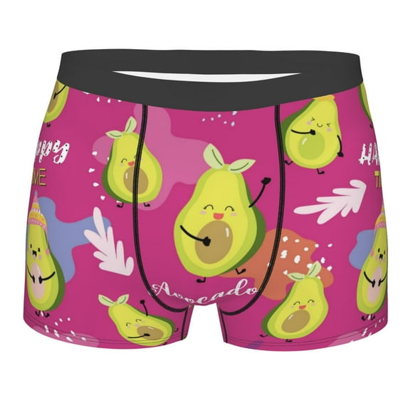 Naloa Pink Green Avocado Print Mens Underwear - Boxers for Men, Classic Briefs for Men