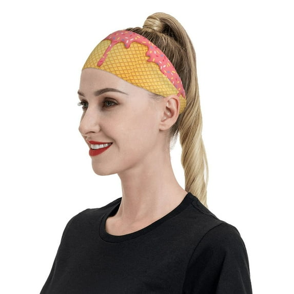 Naloa Pink Ice Cream Fashionable Sport Sweatband for Running, Yoga, Basketball - Head Circumference 19.6-22.4 inches