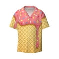 thumbnail image 1 of Naloa Pink Ice Cream Men's Loose Fit Cuban Collar Short-Sleeve Shirt with Button-down and Chest Pocket for Everyday Wear Outings - XX-Large, 1 of 7