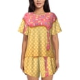 thumbnail image 1 of Naloa Pink Ice Cream Women's Short-Sleeved Pajama Set, Loungewear, Summer pajamas, Breathable Cozy - Large, 1 of 9