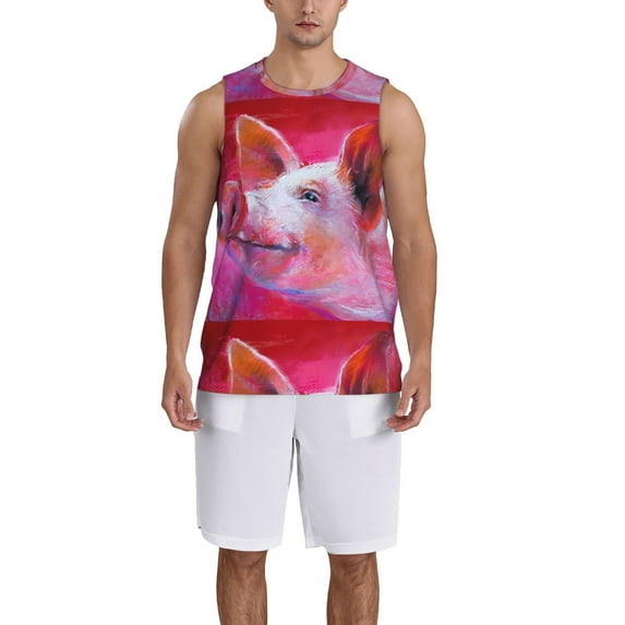 Naloa Pink Pig Basketball Jersey Reversible Men's Mesh Athletic Sports Shirts Training Practice S-4XLLarge
