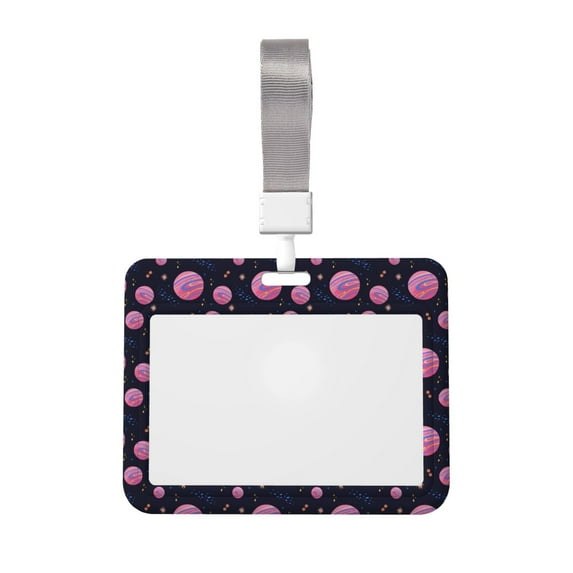 Naloa Pink Planets And Stars Card Badge Holder Work Badge Sleeve for Office, School, Factory, ID Credit Cards, Driver Licenses and Passes