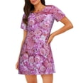 thumbnail image 1 of Naloa Pink Roses Print Women Nightgowns,Womens Loungewear,Short Sleeve Sleepwear,Comfy Ladies Nightdress, 1 of 6