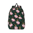 thumbnail image 1 of Naloa Pink Sleeping Fox Canvas Backpack for Men Women Rucksack Casual Travel Daypack College Tote Satchel Bookbag for Teens-Small, 1 of 7
