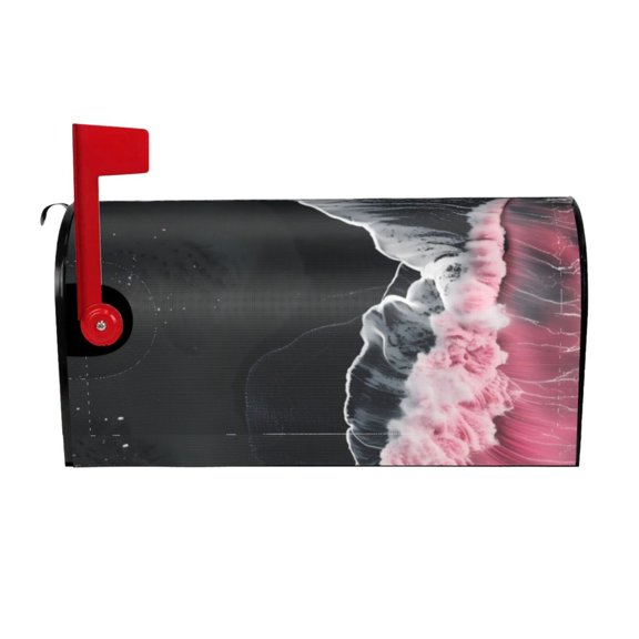 Naloa Pink White Ocean Waves Mailbox Covers Magnetic Post Box Cover Post Letter Box Cover Garden Decor-21x18 in