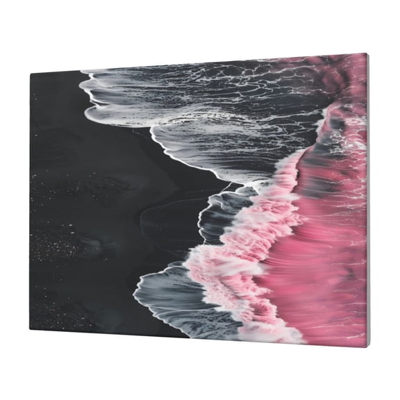 Naloa Pink White Ocean Waves Print Canvas Picture,Wall Pictures, Modern Decorative Poster,Art Prints for Bedroom, Toilet, 40 x 30 cm, Built-in Wooden Frame