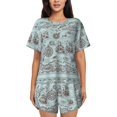 thumbnail image 1 of Naloa Pirate Adventure Map Women's Short-Sleeved Pajama Set, Loungewear, Summer pajamas, Breathable Cozy - 3X-Large, 1 of 9