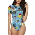 thumbnail image 1 of Naloa Pirate Marine Animals Women's Short-Sleeved Onesie, One-Piece Swimsuit for Parties, dates, clubs -, 1 of 9