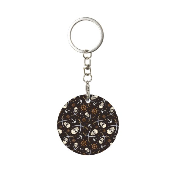 Naloa Pirate Skulls Print Round Keychain Keychain Key Ring, Key Tag, Key Chain Bulk for Gift Accessories (Round)