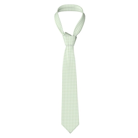 Naloa Pistachio Green Checkboard Print Solid Color Tie Formal Necktie for Men，Suitable for business, daily life, work