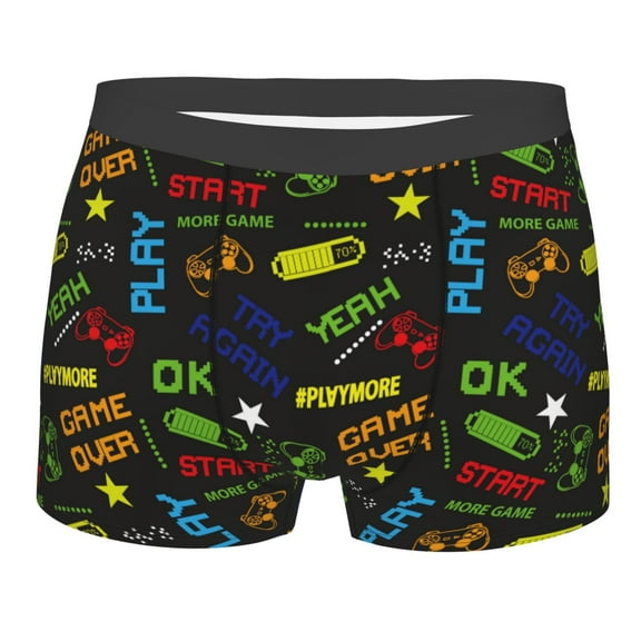 Naloa Pixel Game Print Mens Underwear - Boxers for Men, Classic Briefs for Men