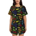 thumbnail image 1 of Naloa Pixel Game Women's Short-Sleeved Pajama Set, Loungewear, Summer pajamas, Breathable Cozy - Large, 1 of 9