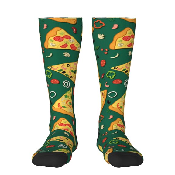 Naloa Pizza Thigh High Socks Extra Long Stretchy Sock Women Over Knee High Opaque Stocking Daily Wear