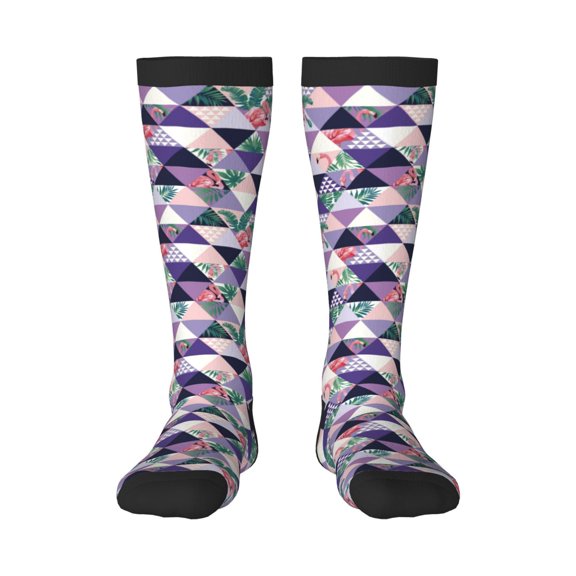 Naloa Plaid Flamingo Thigh High Socks Extra Long Stretchy Sock Women Over Knee High Opaque Stocking Daily Wear