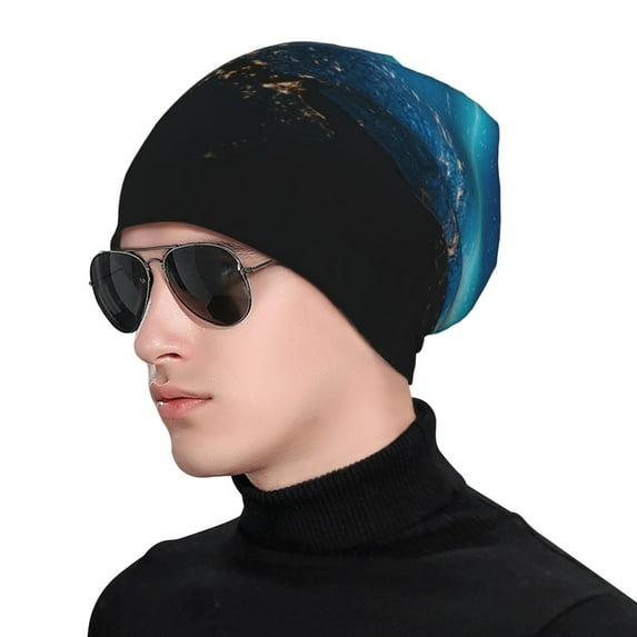Naloa Planet Earth Soft Beanie Hat, Knit Beanie Daily Beanie in Fine Knit for Women Men Winter Travel, Outdoor