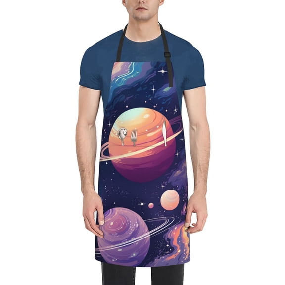 Naloa Planet Pastel Galaxy Apron Kitchen Aprons with Pockets for Women Men Chef