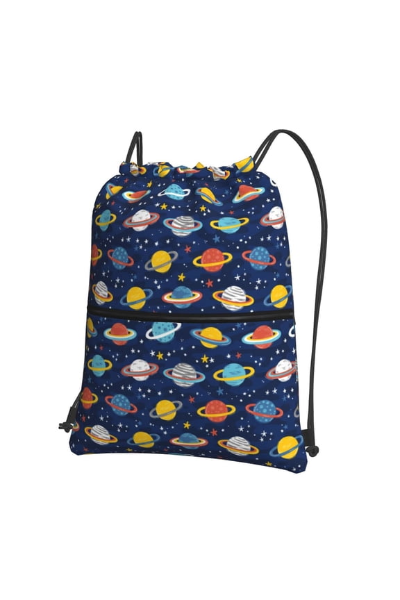 Planets And Stars Drawstring Backpack String Bag Cinch Water Resistant for Gym Shopping Sport Yoga