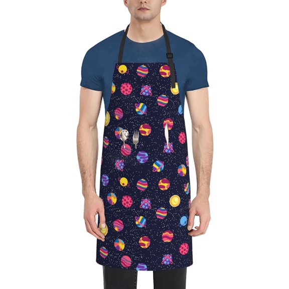 Naloa Planets Apron Kitchen Aprons with Pockets for Women Men Chef