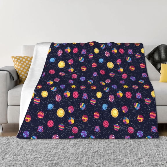 Naloa Planets Flannel Fleece Throw Blanket for Bed Couch, Thick Blanket - All Seasons Suitable for Women, Men and Kids-50"x40"