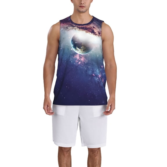 Naloa Planets Stars And Galaxies Basketball Jersey Reversible Men's Mesh Athletic Sports Shirts Training Practice S-4XLLarge