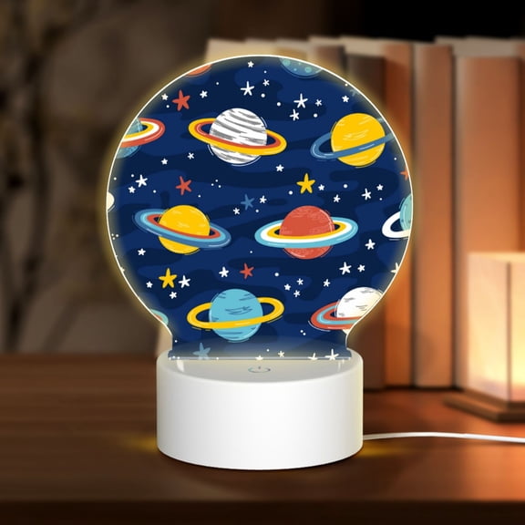 Naloa Planets and Stars Acrylic LED Night Light Custom LED Lights Personalized Nightlight Customized Gifts for Family Couples Friends