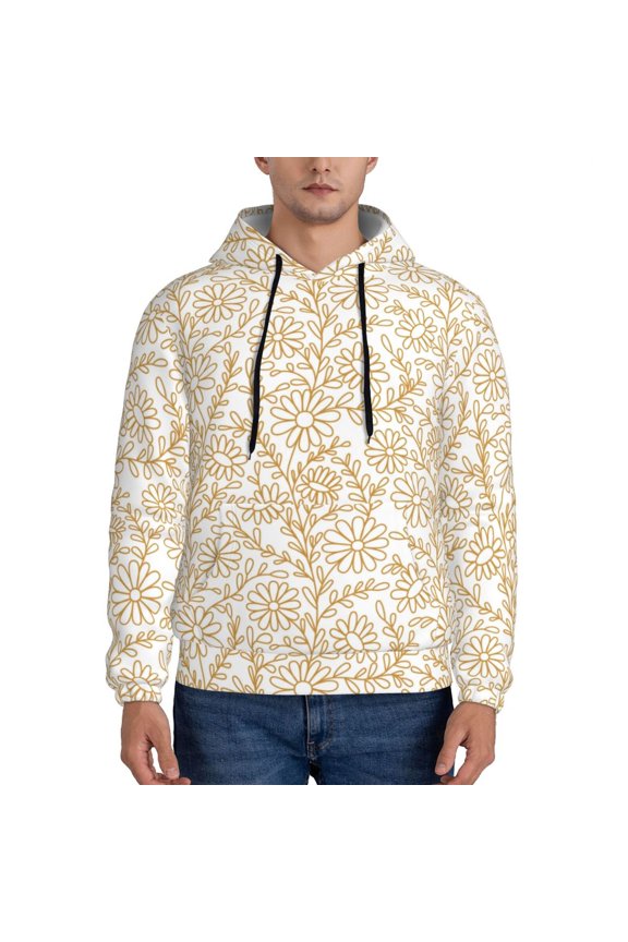 Plant Men's Casual Hooded Collar Drawstring Hoodies Pullover Sweatshirts Casual Long Sleeve Shirts-Large