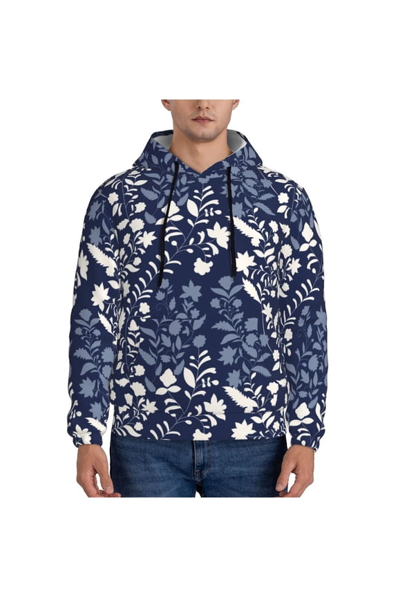 Plant Men's Casual Hooded Collar Drawstring Hoodies Pullover Sweatshirts Casual Long Sleeve Shirts-Medium