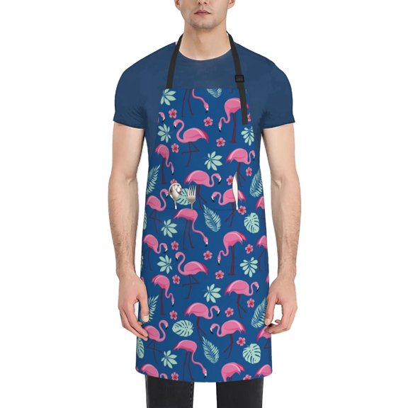 Naloa Plants And Flamingos Apron Kitchen Aprons with Pockets for Women Men Chef