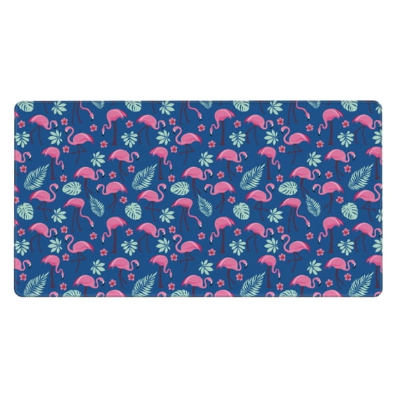 Naloa Plants And Flamingos Gaming Mouse Pad Large Mouse Mat Long Extended Desk Pad Non-Slip Rubber Mice Pads Stitched Edges Thin Pad (16x29.5 Inch)