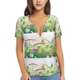 thumbnail image 1 of Naloa Plants and Insects Print T-Shirts Short Sleeve V Neck Tees for Women Fashion Tops Trendy Lightweight Soft Casual Summer Outfits Clothes, 1 of 5