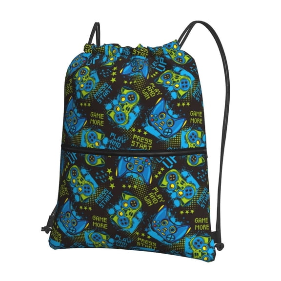 Naloa Play Game Drawstring Backpack String Bag Cinch Water Resistant for Gym Shopping Sport Yoga