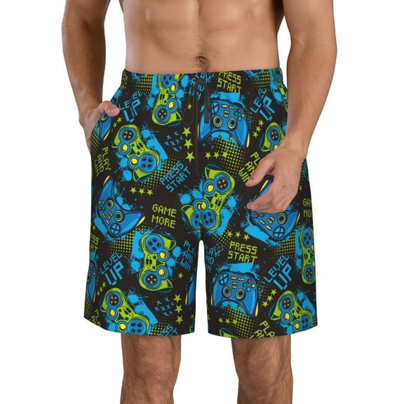 Naloa Play Game Men's Beach Shorts, Surfing shorts, Swim trunks, Quick Dry Swim Trunks for Surfing Beach Fun - Small