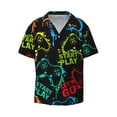 thumbnail image 1 of Naloa Play Game Start Men's Loose Fit Cuban Collar Short-Sleeve Shirt with Button-down and Chest Pocket for Everyday Wear Outings - 3X-Large, 1 of 7