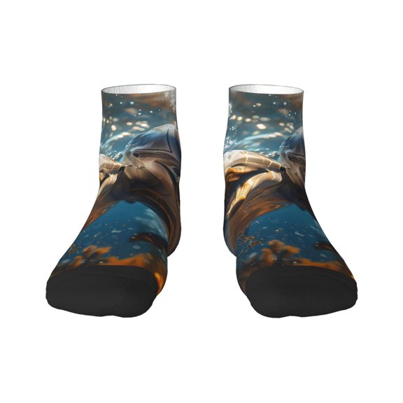 Naloa Playful Dolphins Underwater Ankle Socks for Women Non Slip Socks No Show Socks Classic Low Cut Casual Socks Casual Socks
