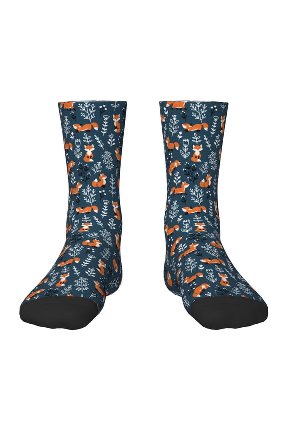 Playful Foxes Forest Blues Kids Socks Unisex Kids and Toddlers' Crew Socks, ,1 Pairs