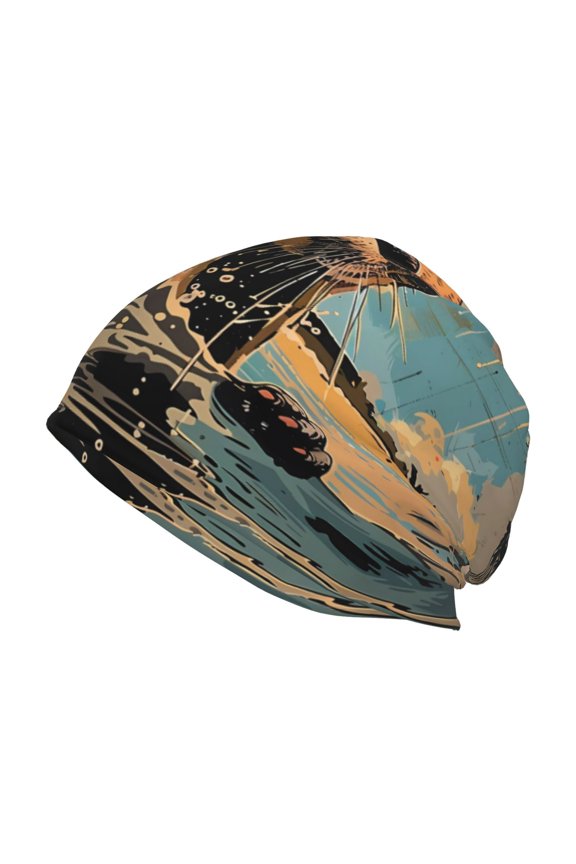 Playful Otter Tropical Beach Beanie for Men Women Knitted Unisex Winter Hat Beanies Cap Knit Cuffed Beanies Hats