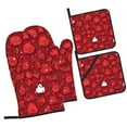 thumbnail image 1 of Naloa Playful Red Cartoon Faces Oven Mitts and Pot Holders 4 pcs Set, Cooking Baking Grilling Kitchen Oven Glove for Cooking, 1 of 6