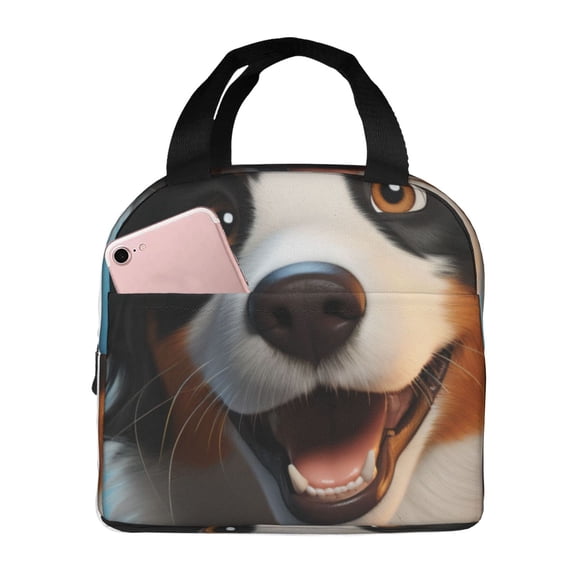 Naloa Playful Smile Cute Dog Print Lunch Box for Women Men,Insulated Lunch Bag,Lunchbox,Thermal Leakproof Cooler,Reusable Lunch Tote Bag for Work School Travel Picnic