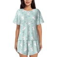thumbnail image 1 of Naloa Playing Rabbit Women's Short-Sleeved Pajama Set, Loungewear, Summer pajamas, Breathable Cozy - Small, 1 of 9