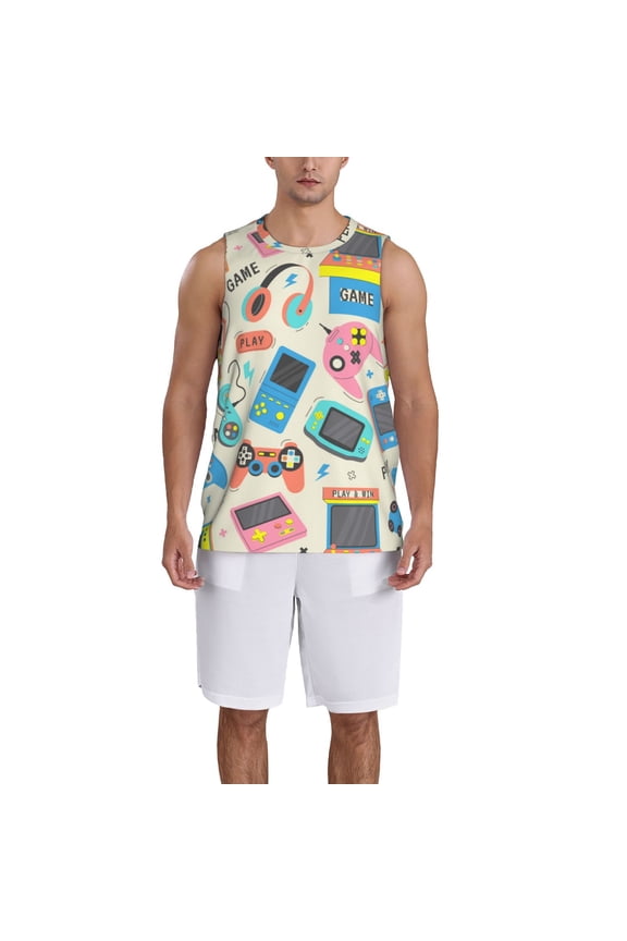 Playing Video Games Basketball Jersey Reversible Men's Mesh Athletic Sports Shirts Training Practice S-4XLSmall