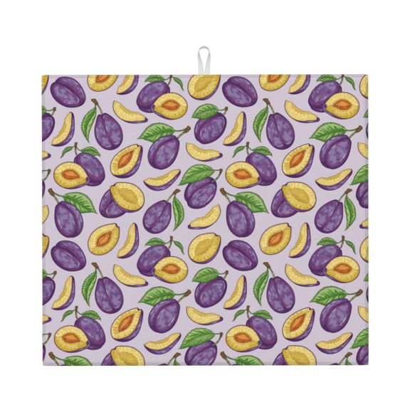 Naloa Plum Dish Drying Mat for Kitchen Counter, Heat Resistant Drainer Mats, Absorbent Draining Mat,Dish Rack Pad,16"x18"
