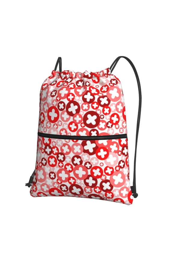 Plus Cross Drawstring Backpack String Bag Cinch Water Resistant for Gym Shopping Sport Yoga