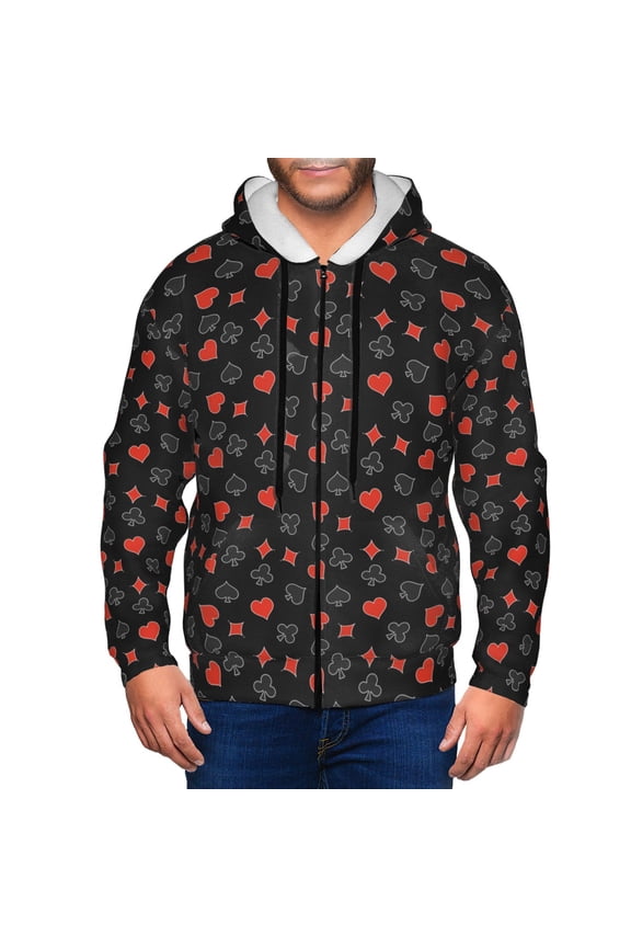 Poker Creative Symbols Men’s Hoodies, Zip up Hoodie, Sweatshirts,Hoodies for Men Sizes S-3XL-Medium