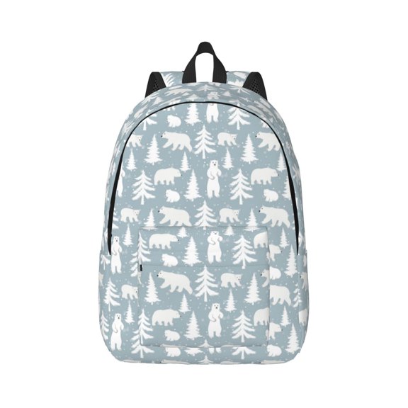 Naloa Polar Bears And Snowy Winter Canvas Backpack for Men Women Rucksack Casual Travel Daypack College Tote Satchel Bookbag for Teens-Medium